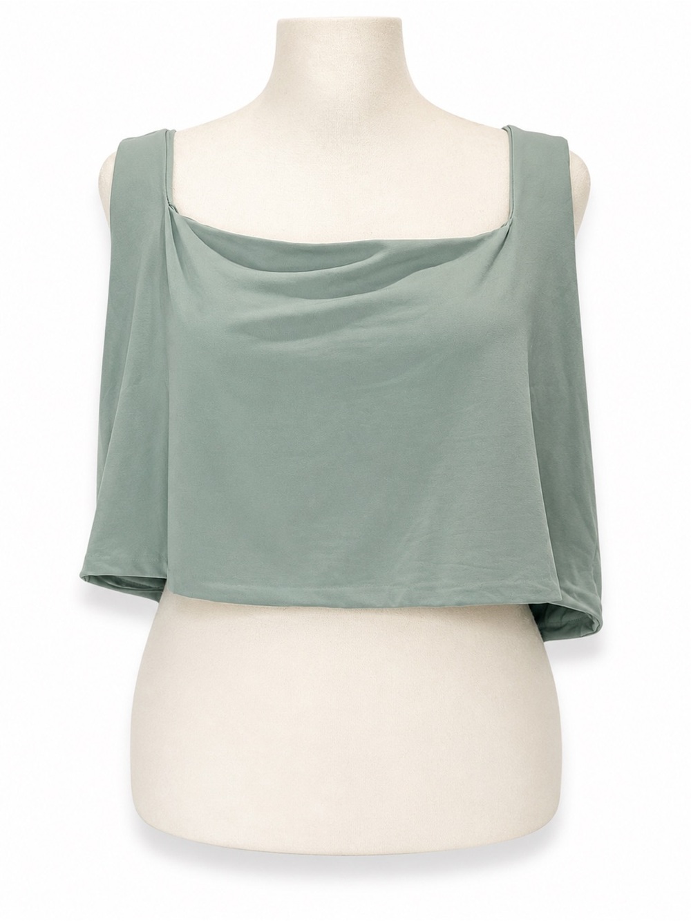 Sleeveless Sage Green Draped Crop Top
